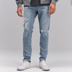 Abercrombie mens athletic skinny jeans 33x32 in light medium wash;